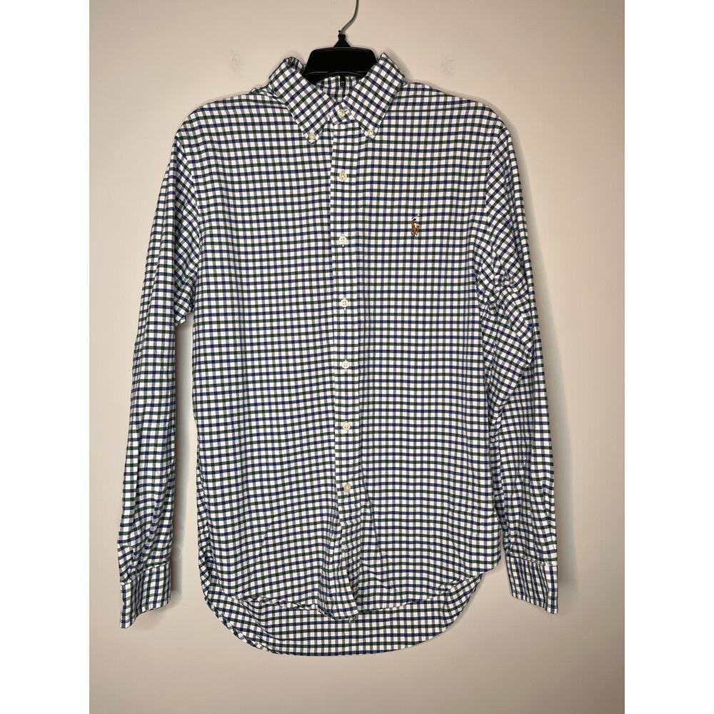 Ralph Lauren Green Blue Check Plaid Country Club Old Money Button Up Shirt M